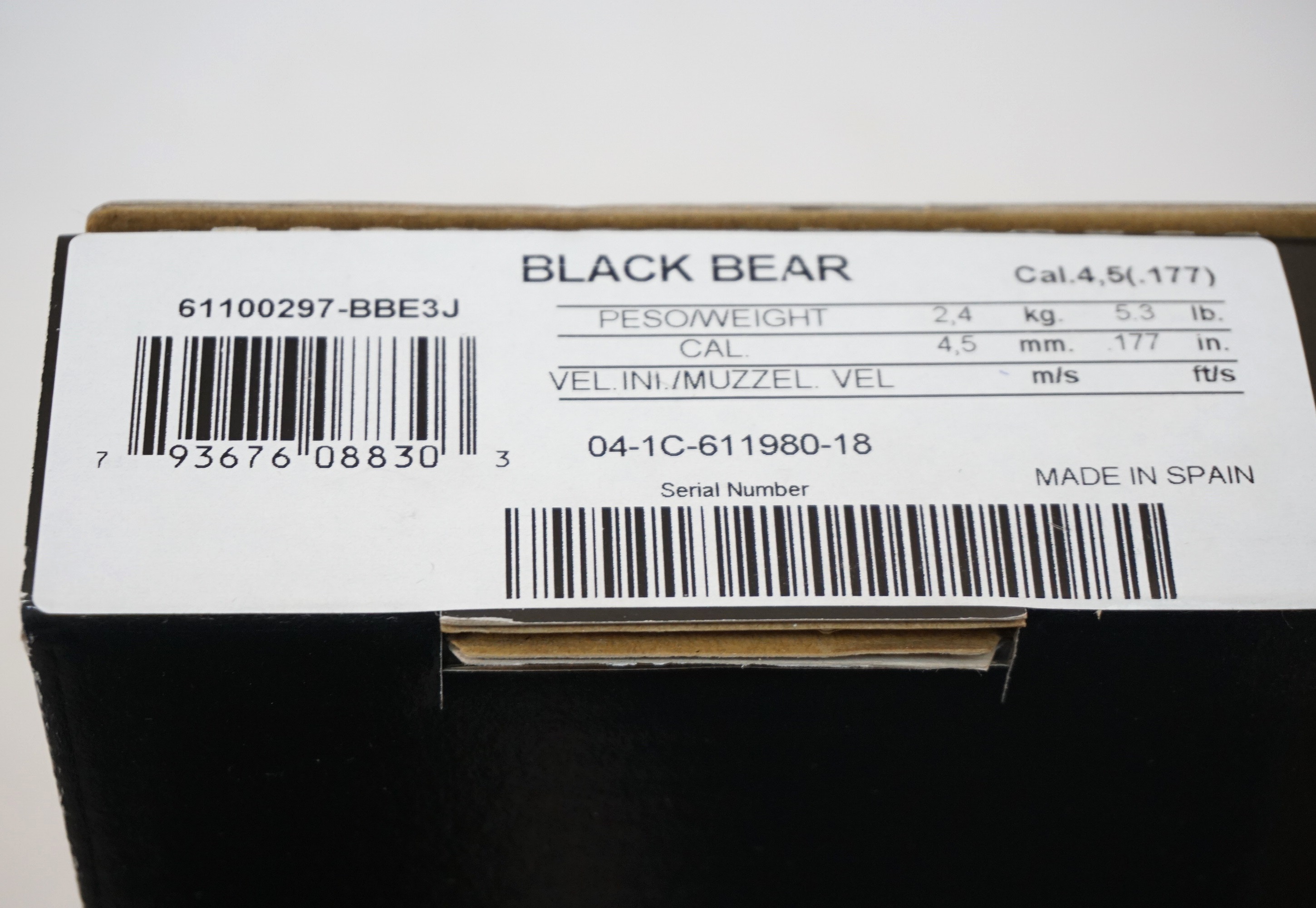 Винтовка пневматическая Black Bear, к.4,5,
